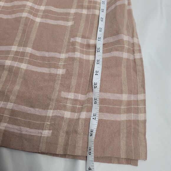 FREE PEOPLE dress life like this neutral tan and white plaid linen S - Picture 9 of 10